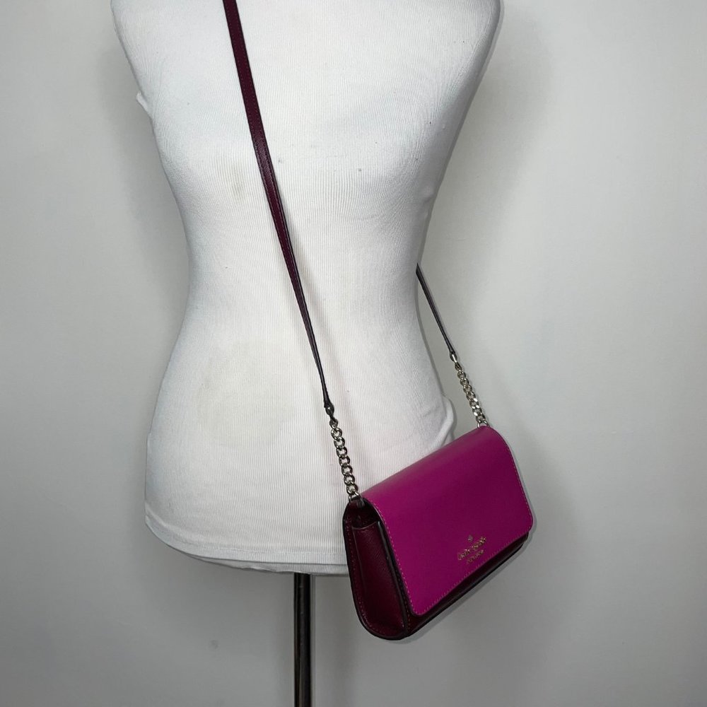 Kate Spade Cameron Street Corin Leather Crossbody Bag Pink / Burgundy - Picture 10 of 12